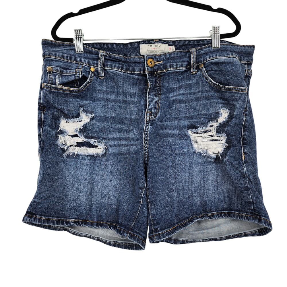 Torrid Denim Women's Stretch Dark Wash High Rise Jean 5 Pocket Shorts Size 18
